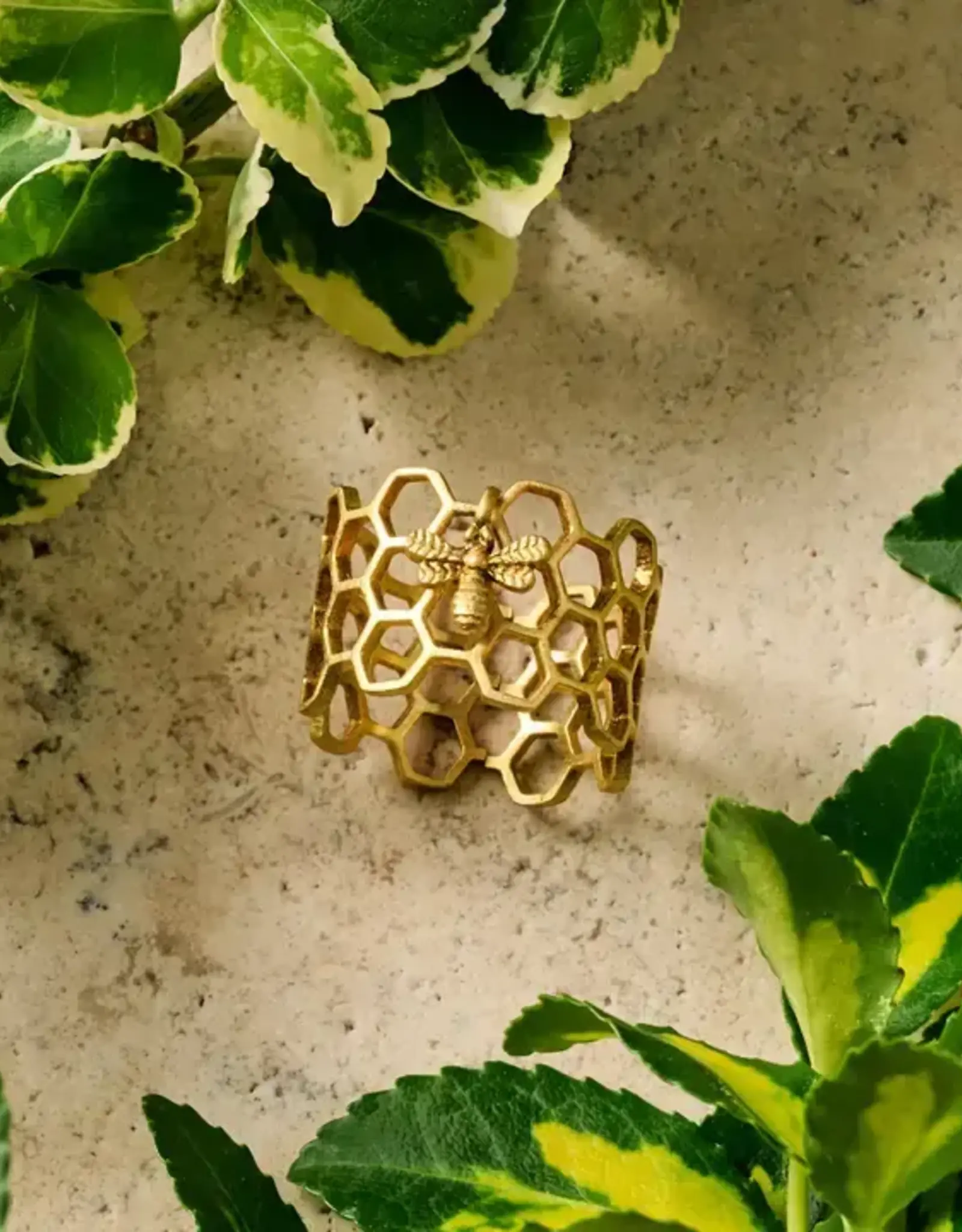 Ten Thousand Villages Bee Charmed Honeycomb Ring