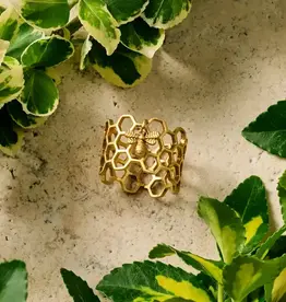 Ten Thousand Villages Bee Charmed Honeycomb Ring