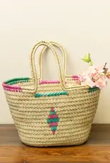 Gitzell Fair Trade Oval Kikapu Palm Tote Basket