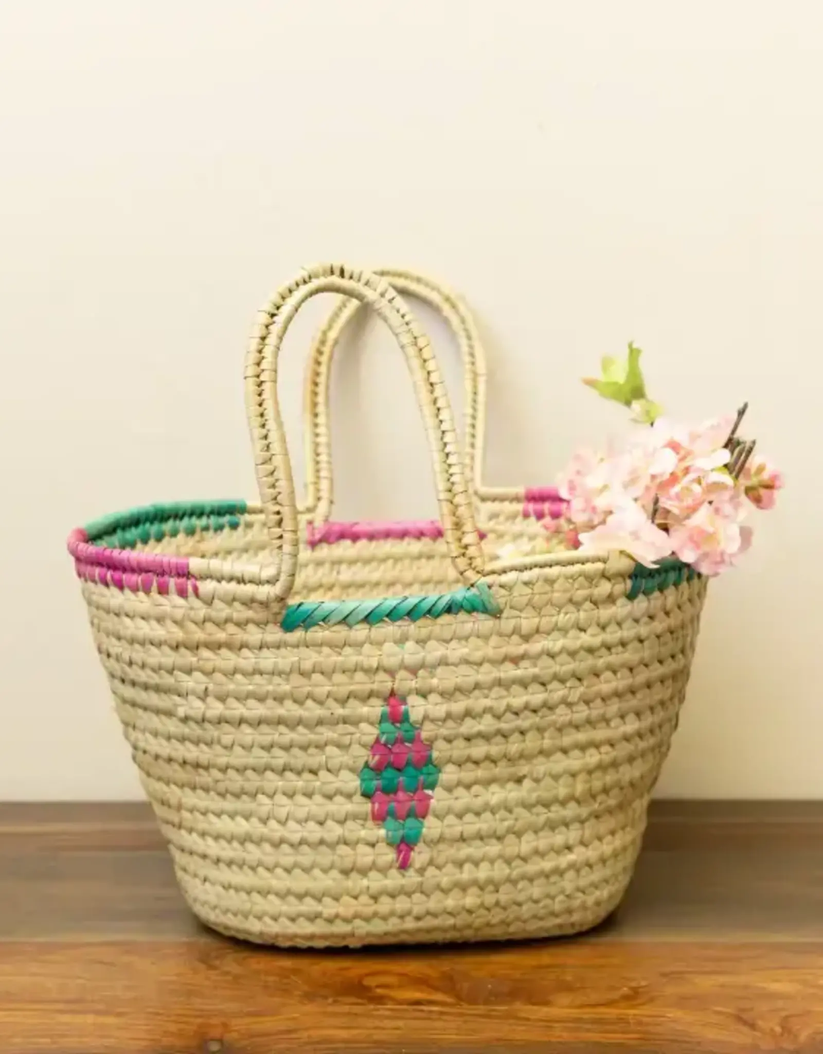 Gitzell Fair Trade Oval Kikapu Palm Tote Basket