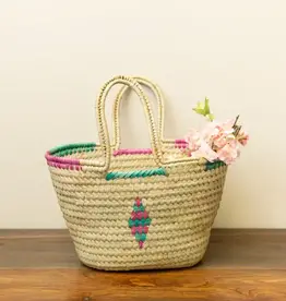 Gitzell Fair Trade Oval Kikapu Palm Tote Basket