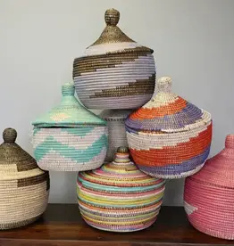 Gitzell Fair Trade Rainbow Block Large Lidded Basket