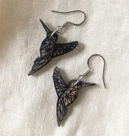 Ten Thousand Villages Tagua Hummingbird Drop Earrings