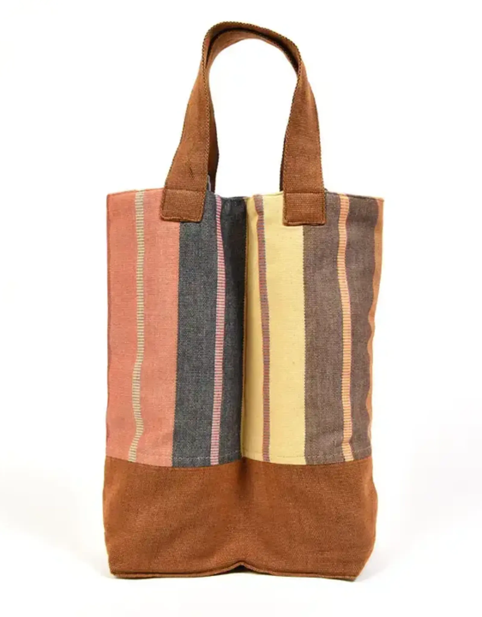Mayamam Weavers Double Wine Tote Bag - Wide Caramel