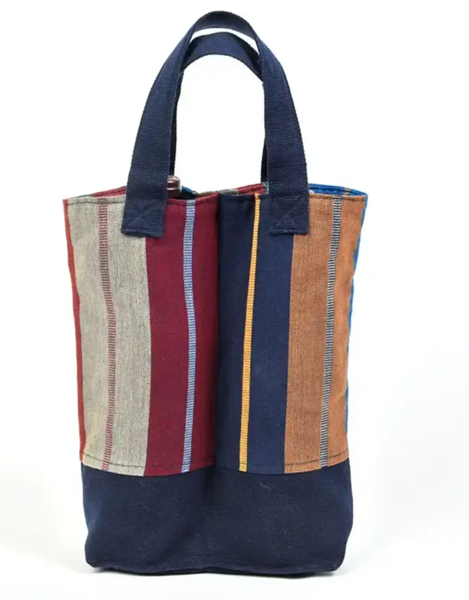 Mayamam Weavers Double Wine Tote Bag - Wide Indigo