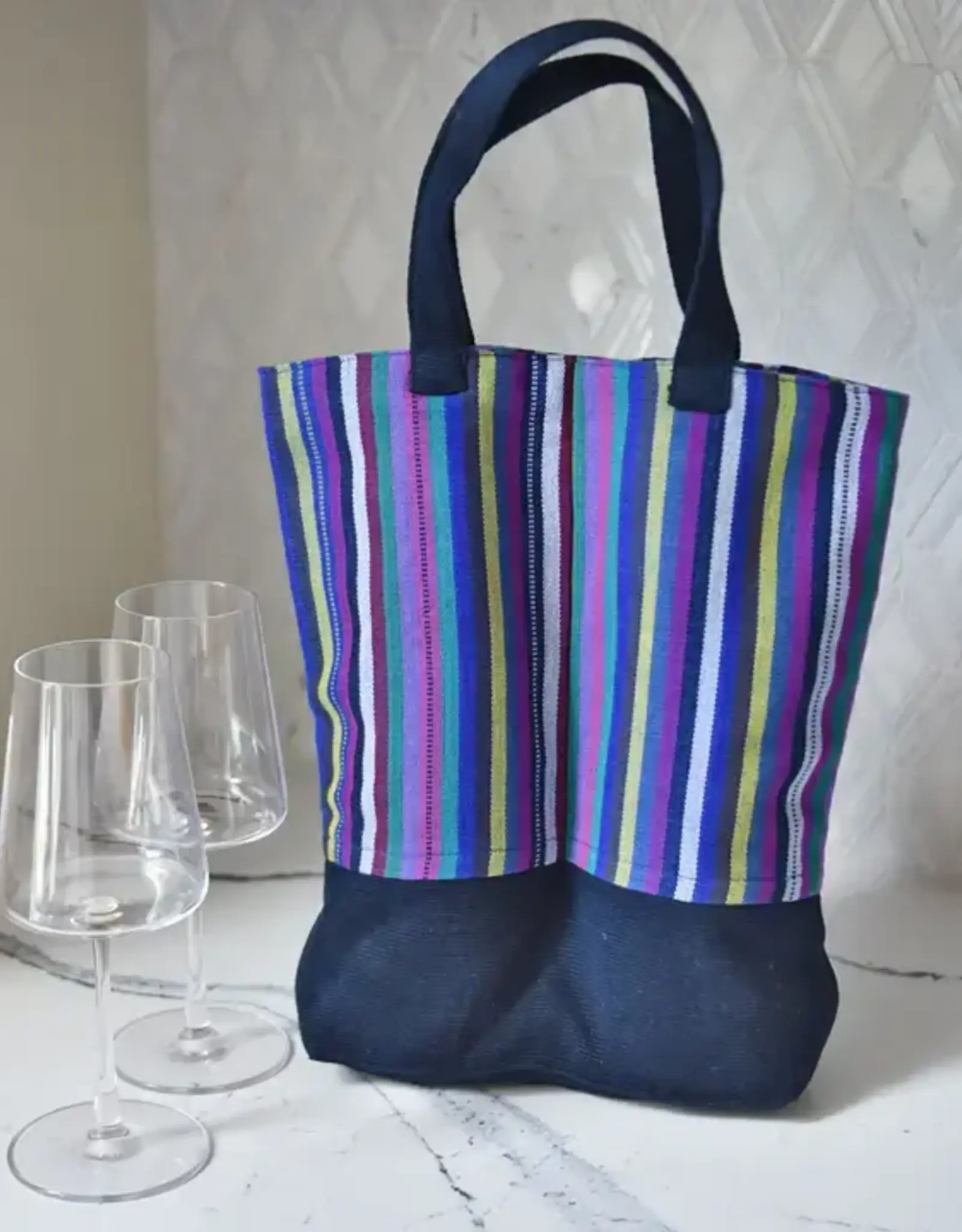 Mayamam Weavers Double Wine Tote Bag - Cobalt