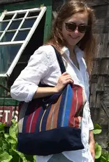 Mayamam Weavers Double Handle Wine Bag - Wide Indigo