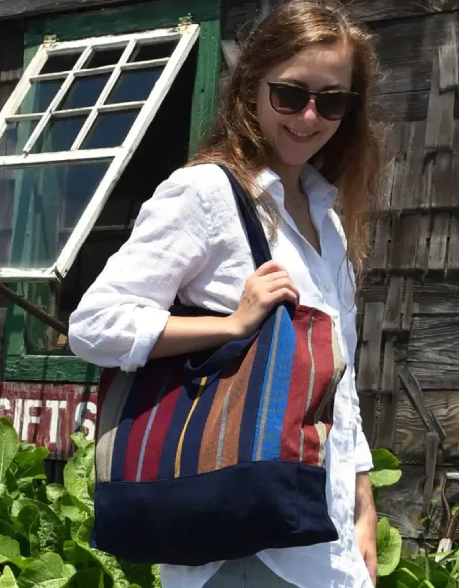 Mayamam Weavers Double Handle Tote Bag - Wide Indigo