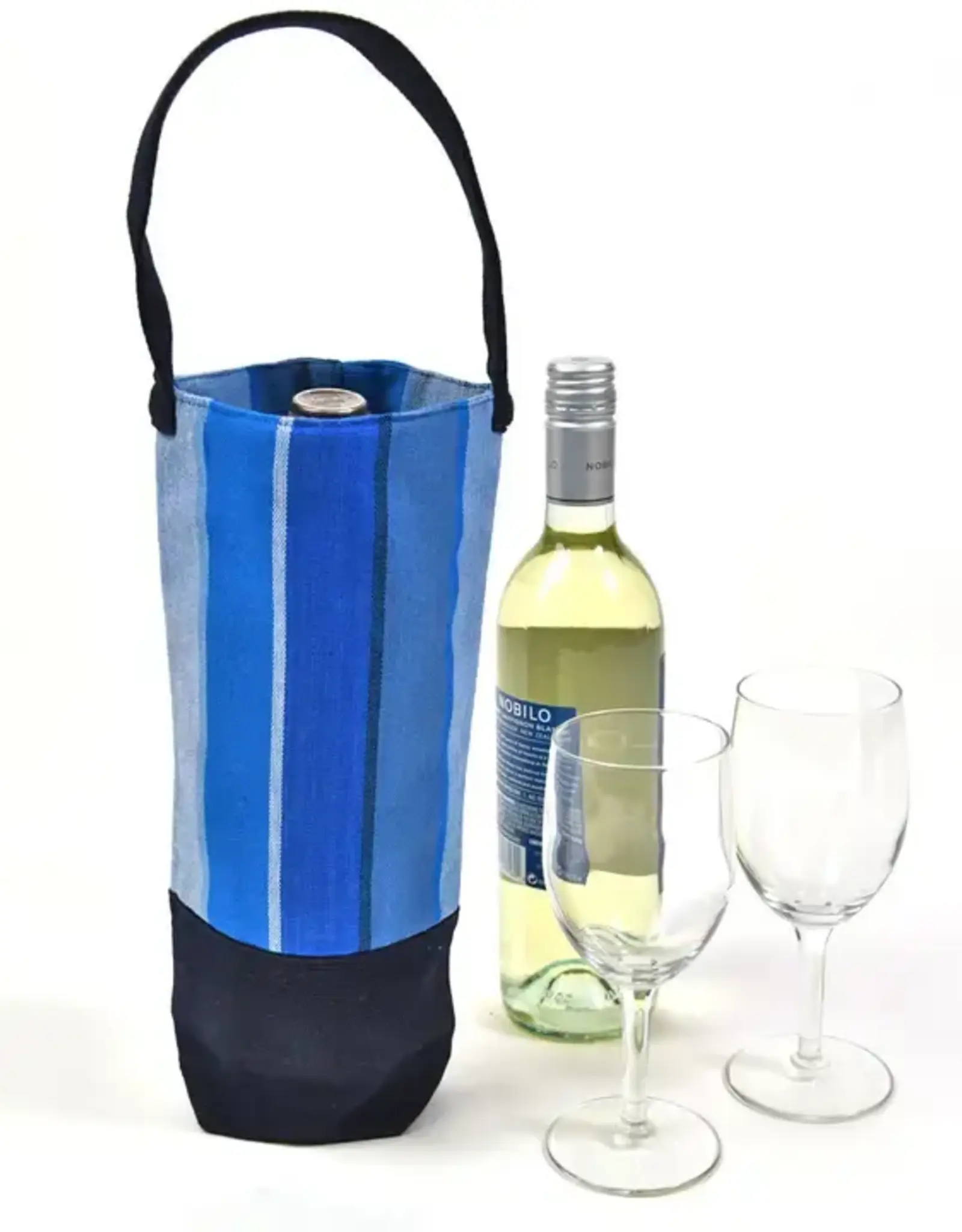 Mayamam Weavers Single Wine Tote Bag - Stormy Blues