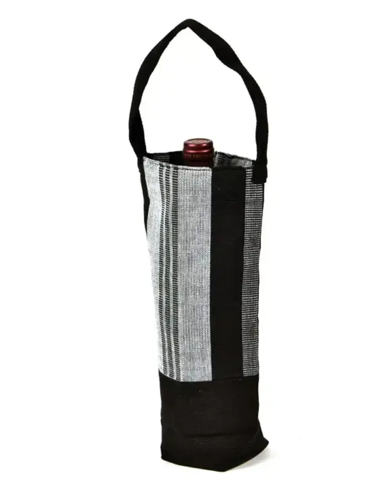 Mayamam Weavers Single Wine Tote Bag - Black & Gray