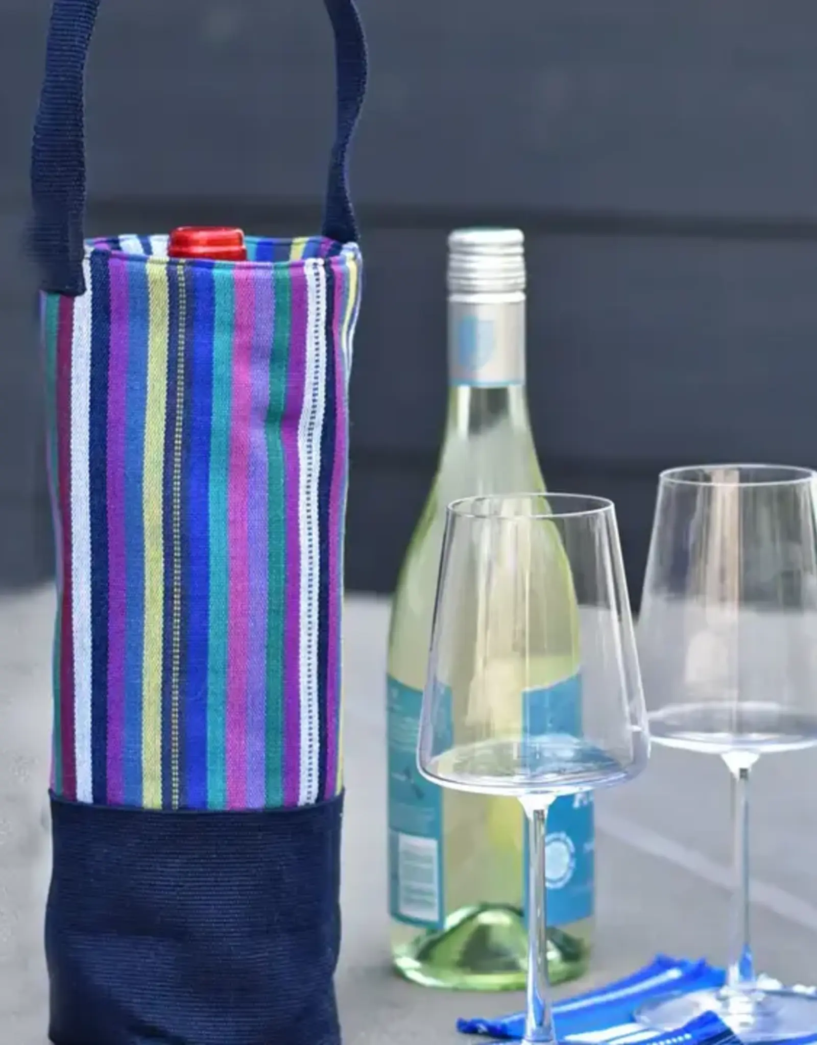 Mayamam Weavers Single Wine Tote Bag - Cobalt