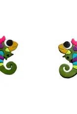 One World Projects Gourd Post Earrings (Chameleon)
