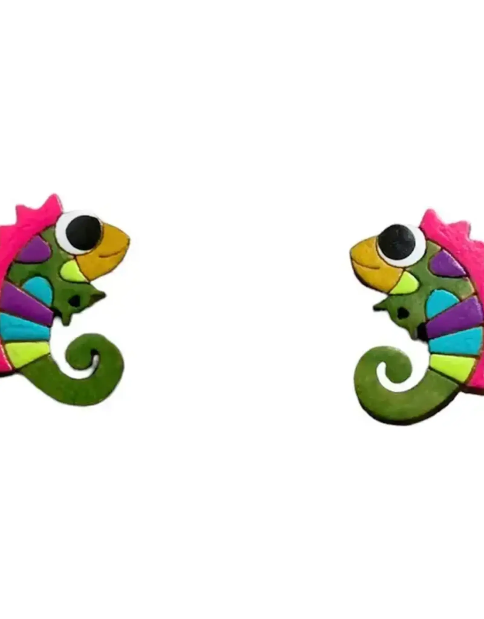 One World Projects Gourd Post Earrings (Chameleon)