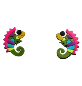 One World Projects Gourd Post Earrings (Chameleon)
