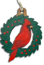 Tulia Artisans Cardinal in a Wreath Ornament