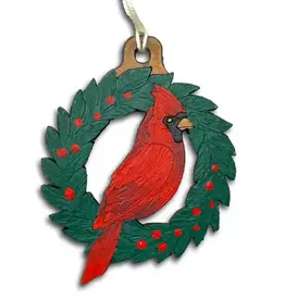 Tulia Artisans Cardinal in a Wreath Ornament