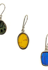 Minga Fair Trade Alpaca Silver Oval Butterfly Wing Earrings