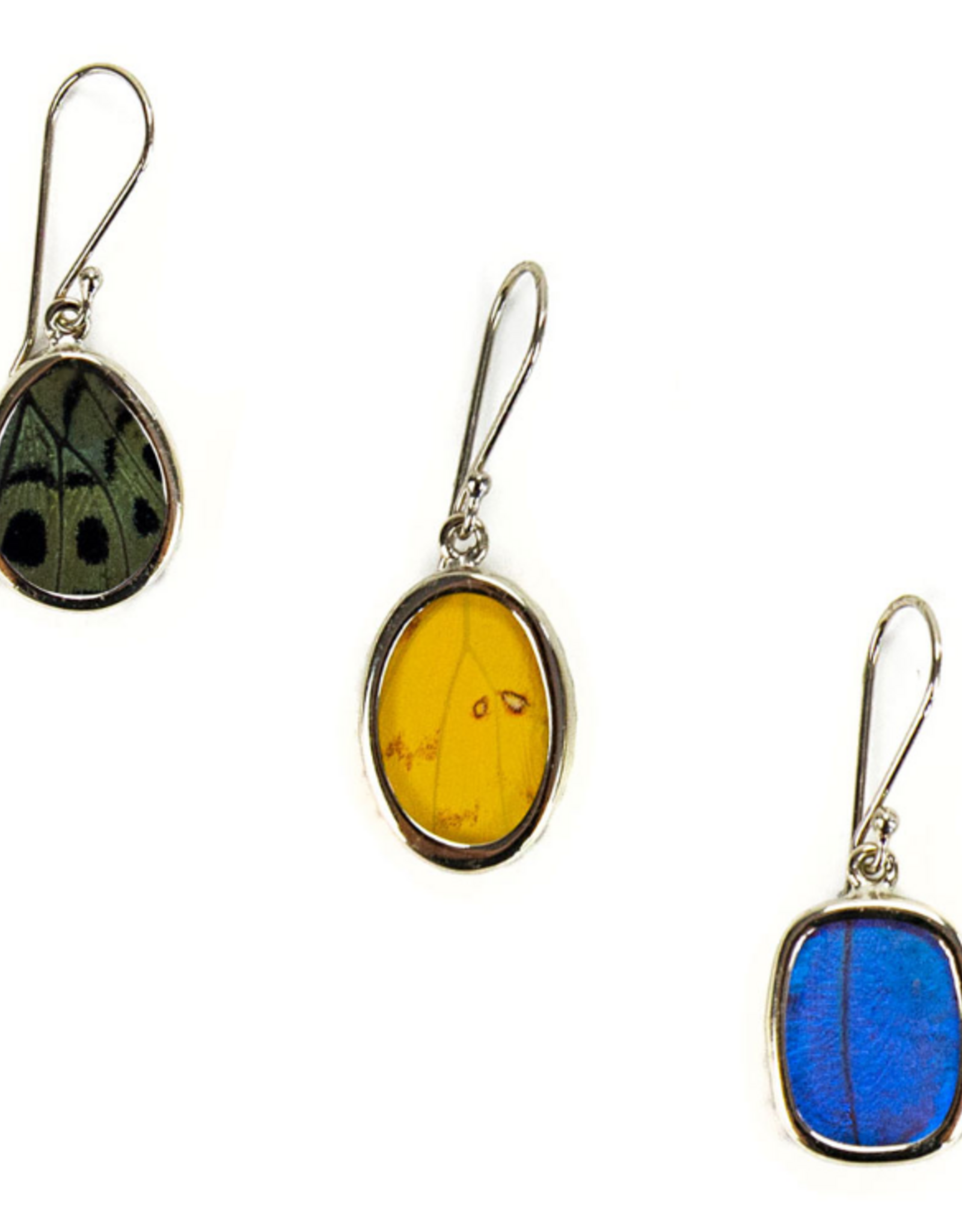 Minga Fair Trade Alpaca Silver Oval Butterfly Wing Earrings