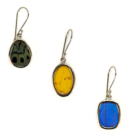 Minga Fair Trade Alpaca Silver Oval Butterfly Wing Earrings