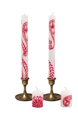 Thumbprint Artifacts Henna Red on White Votive Candles
