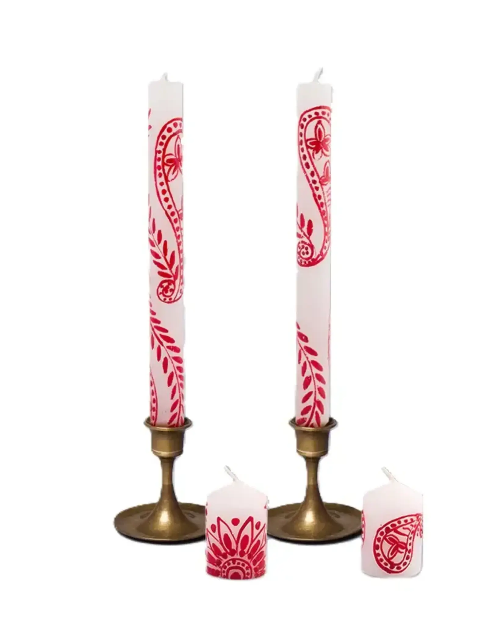 Thumbprint Artifacts Henna Red on White Votive Candles