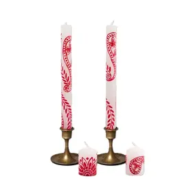 Thumbprint Artifacts Henna Red on White Votive Candles