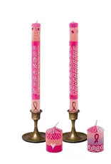 Thumbprint Artifacts Pink on Pink 9 in Taper Candle