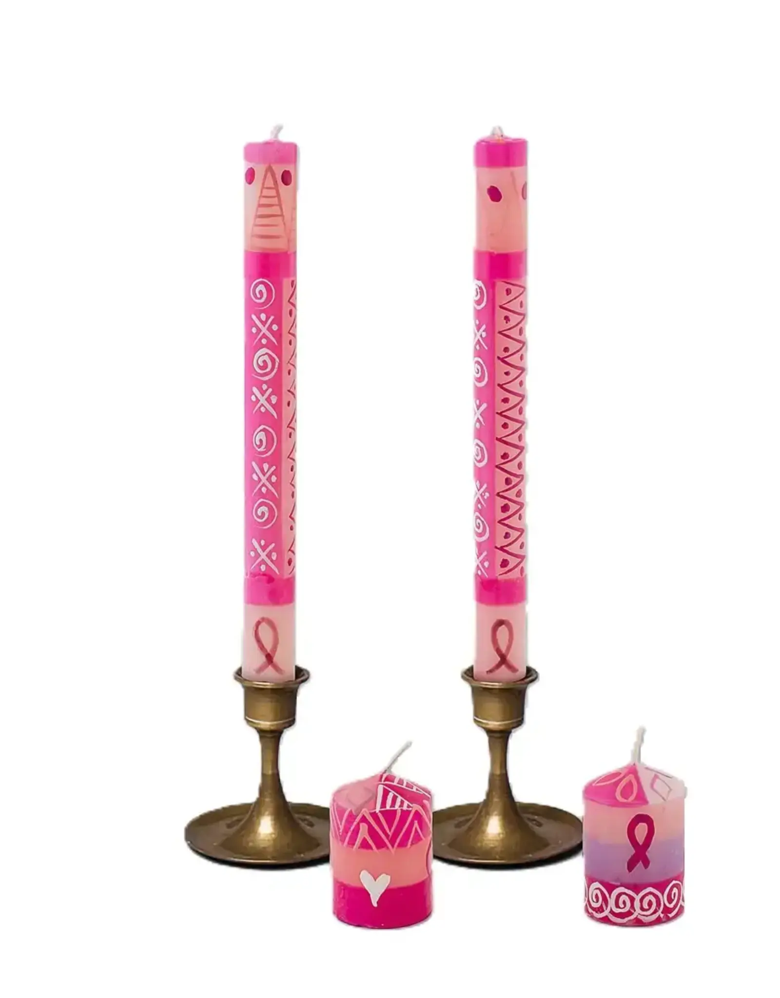 Thumbprint Artifacts Pink on Pink 9 in Taper Candle