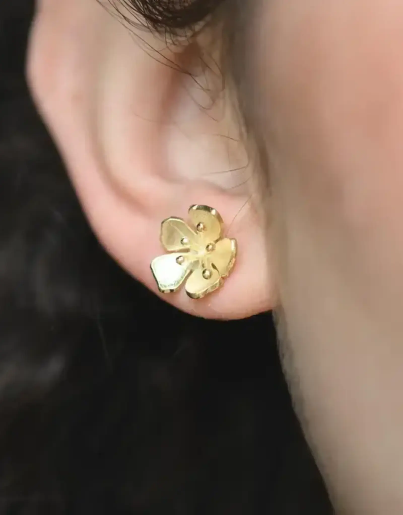 Ethical Global Hibiscus Stud Earrings - 14K Plated