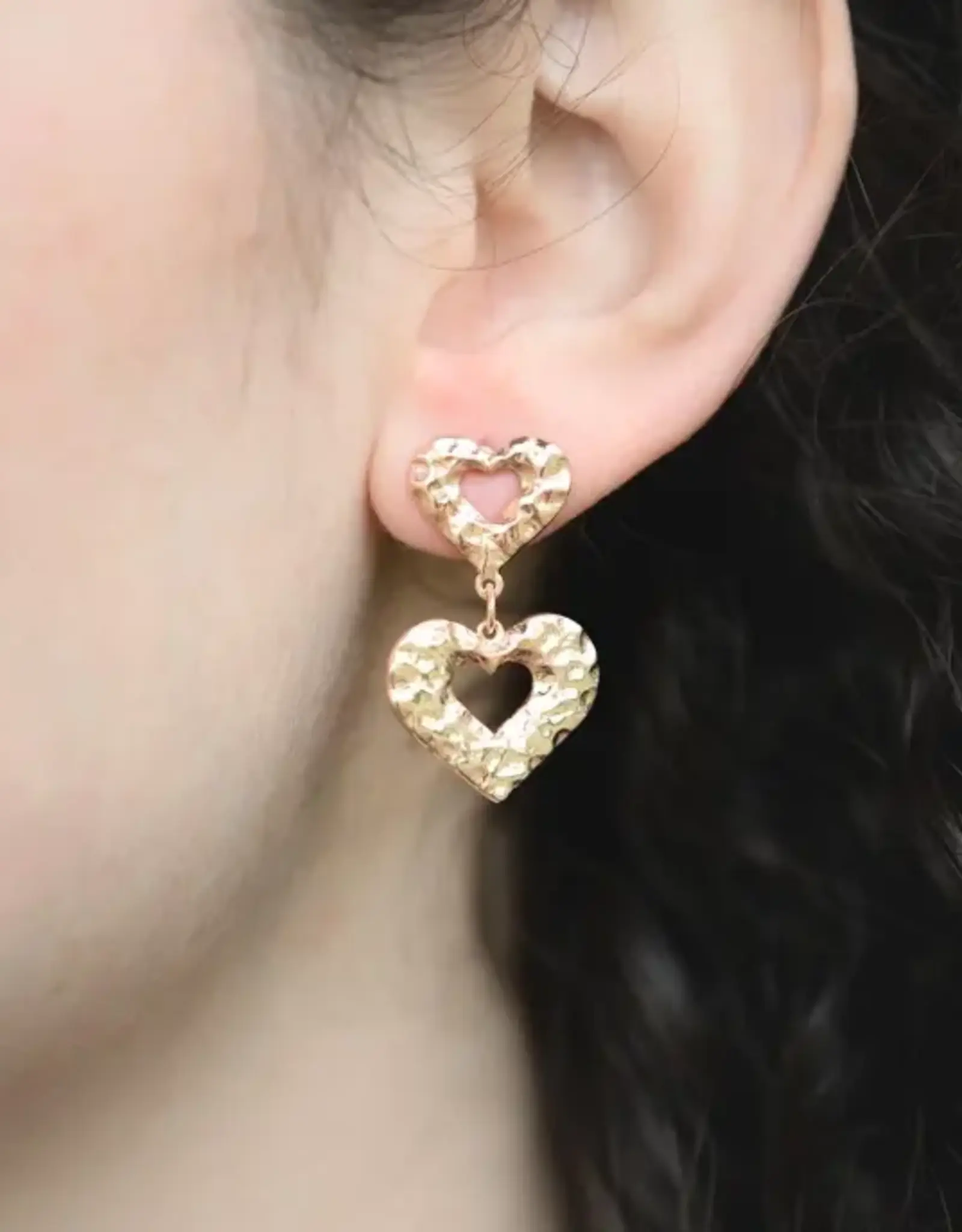 Ethical Global Hammered Heart Dangle Earrings