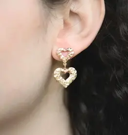 Ethical Global Hammered Heart Dangle Earrings - 14K Plated