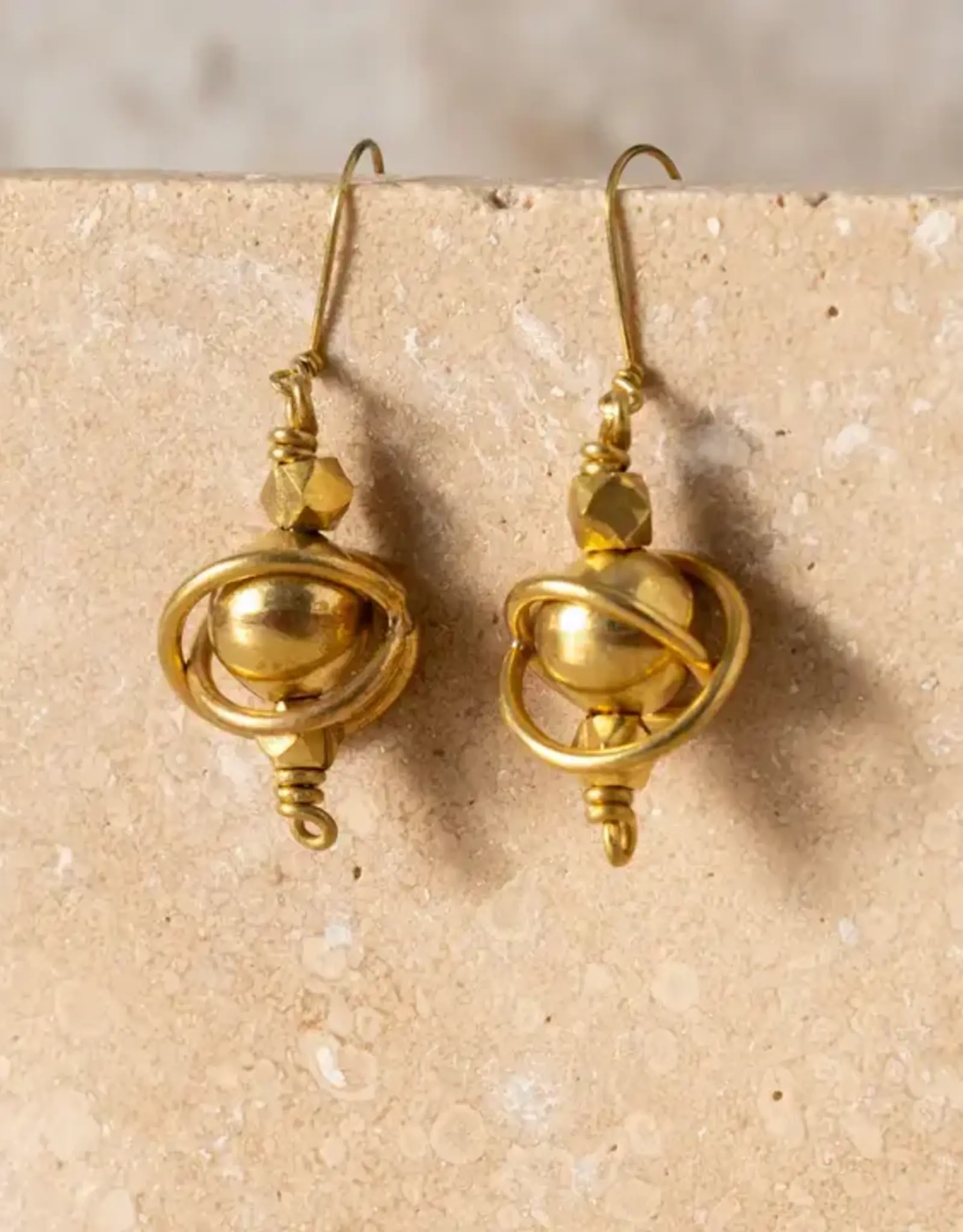 Ten Thousand Villages Atma Brass Globe Earrings
