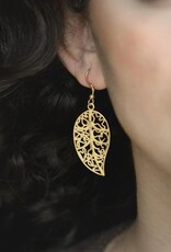 Ethical Global Healing Leaf Dangle Earrings - 14K Plated