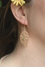 Ethical Global Healing Leaf Dangle Earrings - 14K Plated