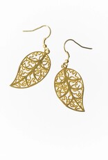 Ethical Global Healing Leaf Dangle Earrings - 14K Plated