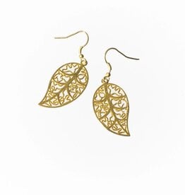 Ethical Global Healing Leaf Dangle Earrings - 14K Plated