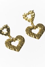 Ethical Global Hammered Heart Dangle Earrings - 14K Plated