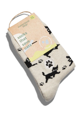 Conscious Step Kids Socks that Save Cats (Beige Cats)