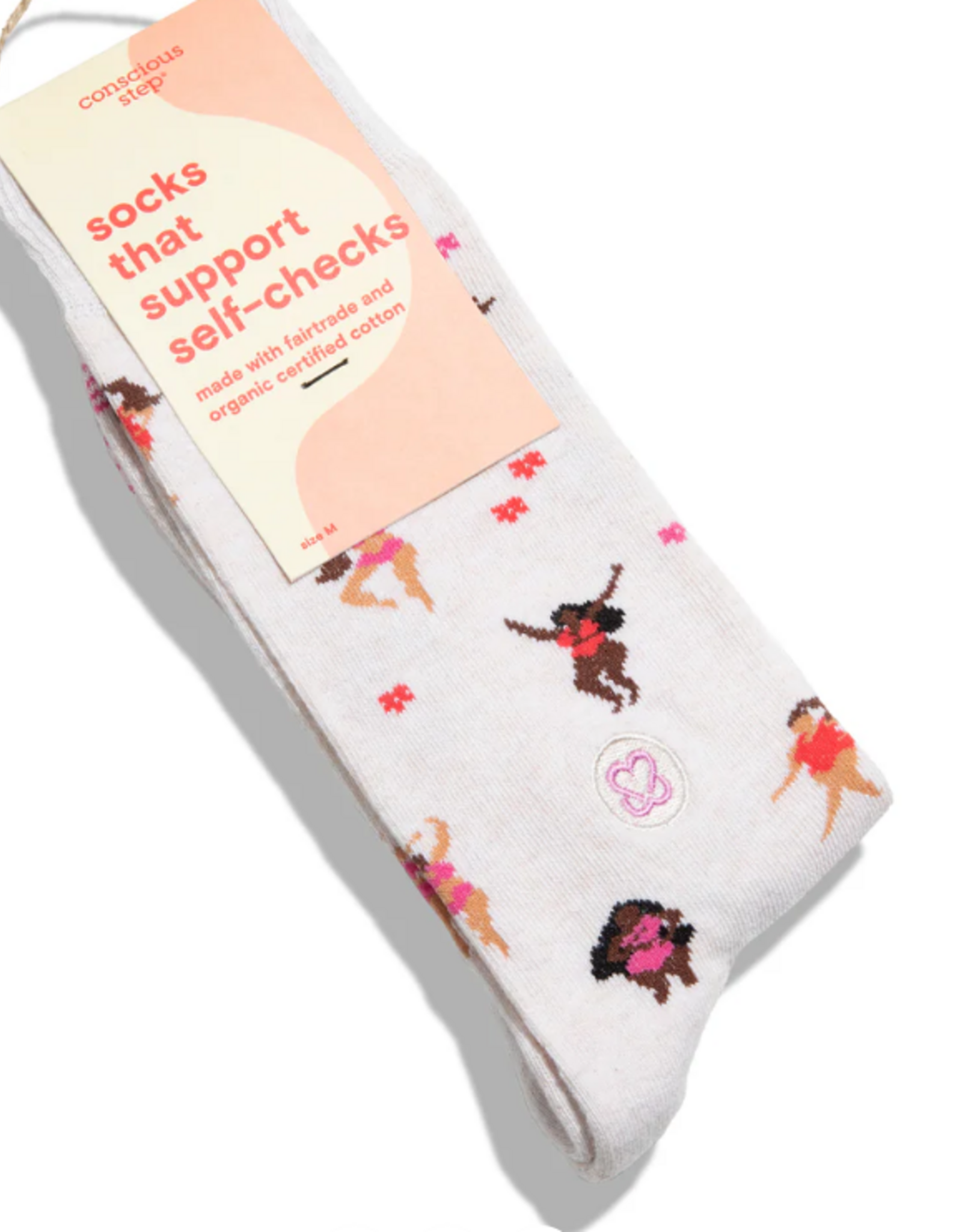 Conscious Step Socks that Support Self-Checks (Beige Women)