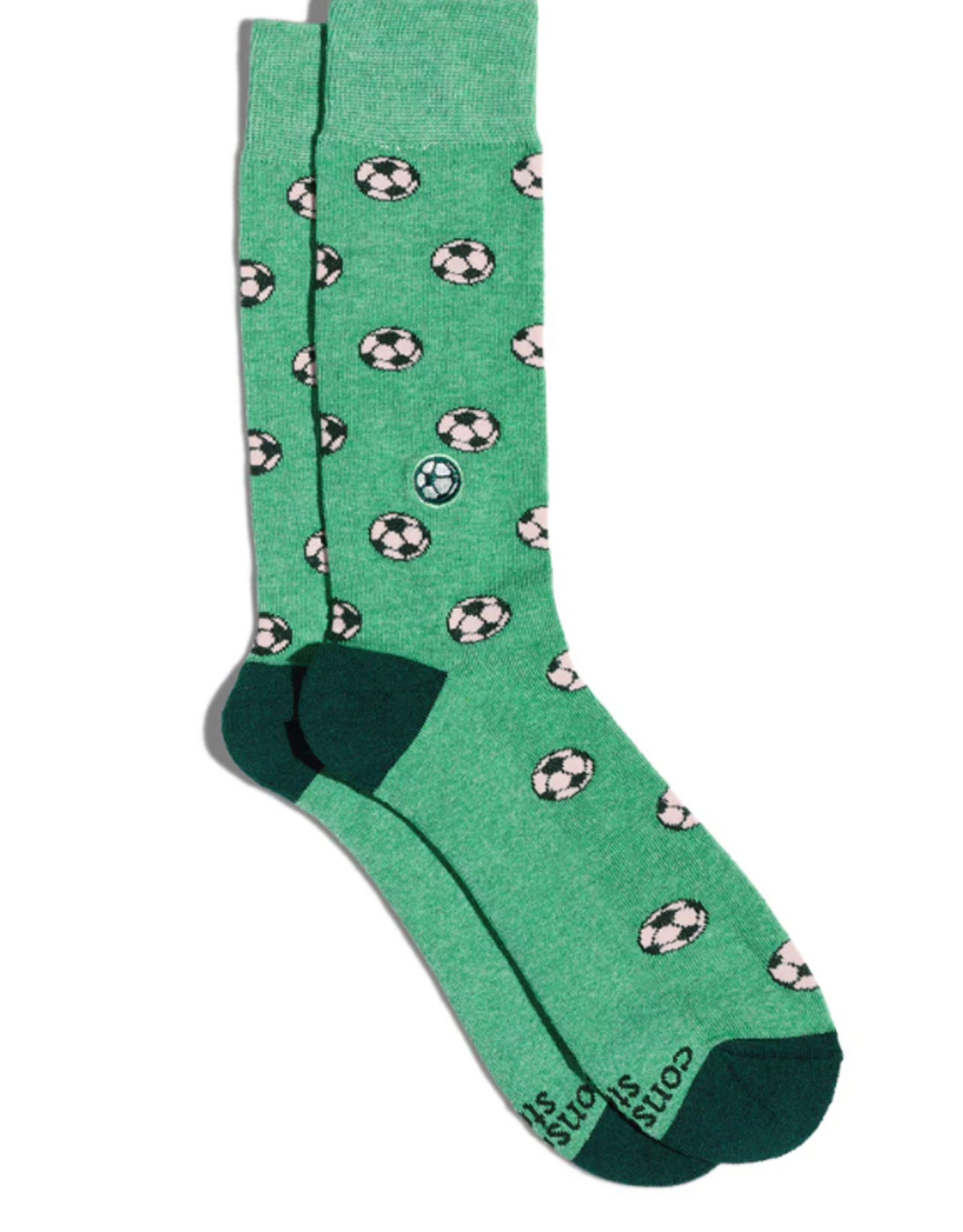 Conscious Step Socks that Support Youth Sports (Green Soccer Balls)