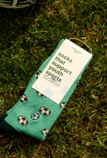 Conscious Step Socks that Support Youth Sports (Green Soccer Balls)