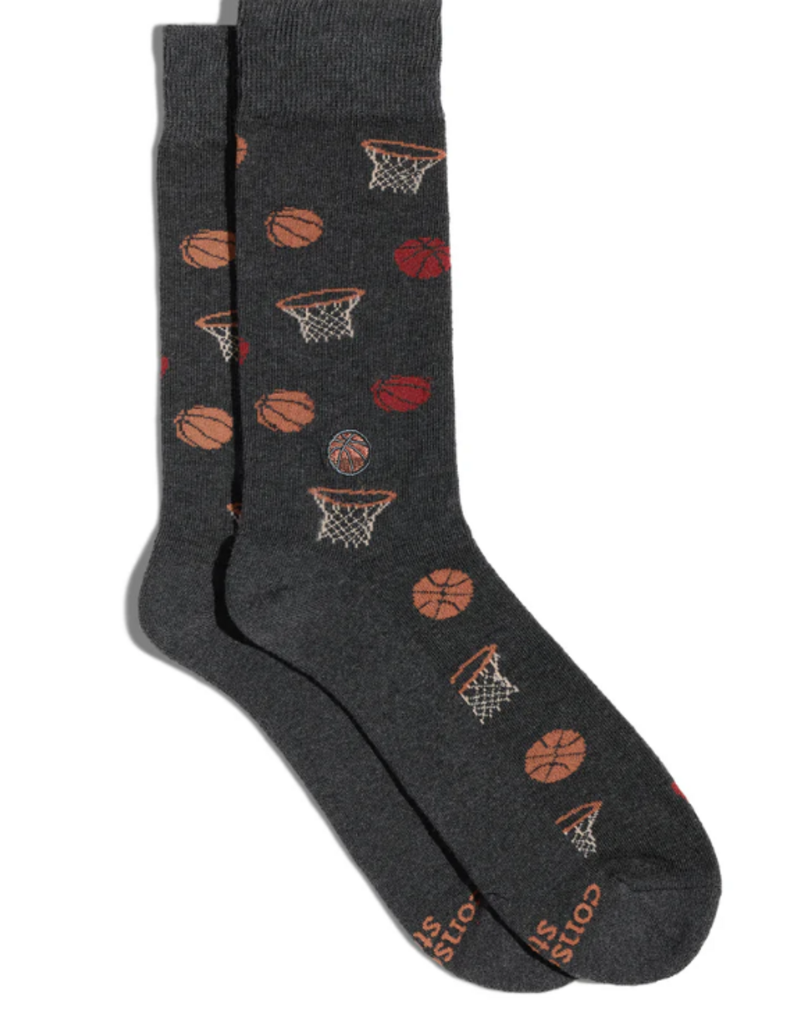 Conscious Step Socks that Support Youth Sports (Gray Basketballs)
