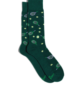 Conscious Step Socks that Support Youth Sports (Green Tennis Rackets)
