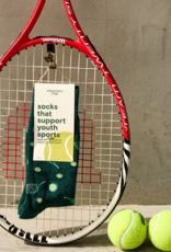 Conscious Step Socks that Support Youth Sports (Green Tennis Rackets)