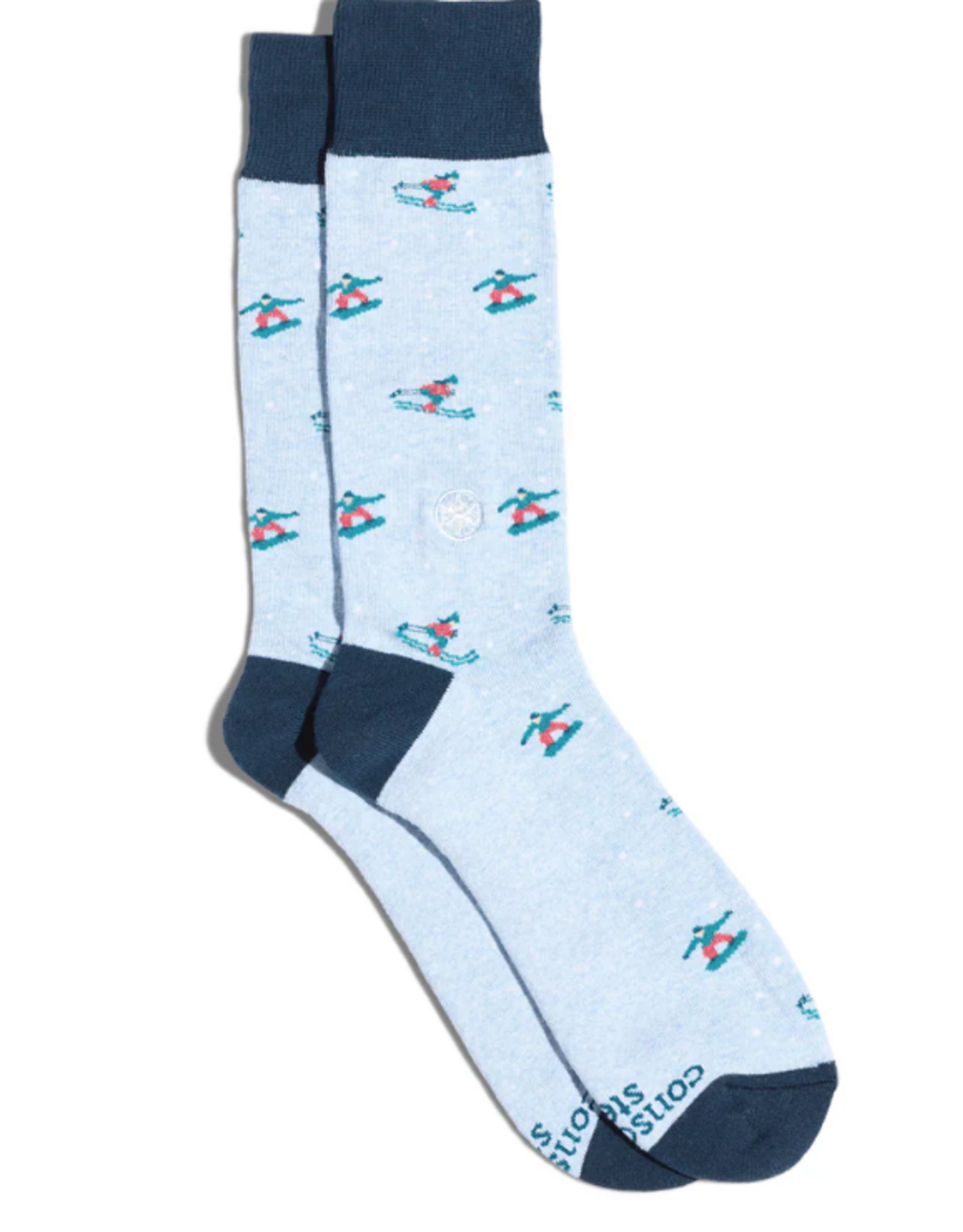 Conscious Step Socks that Support Youth Sports (Blue Skiers & Snowboarders)