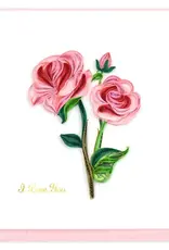Quilling Card Quilled Long Stem Pink Roses I Love You Greeting Card