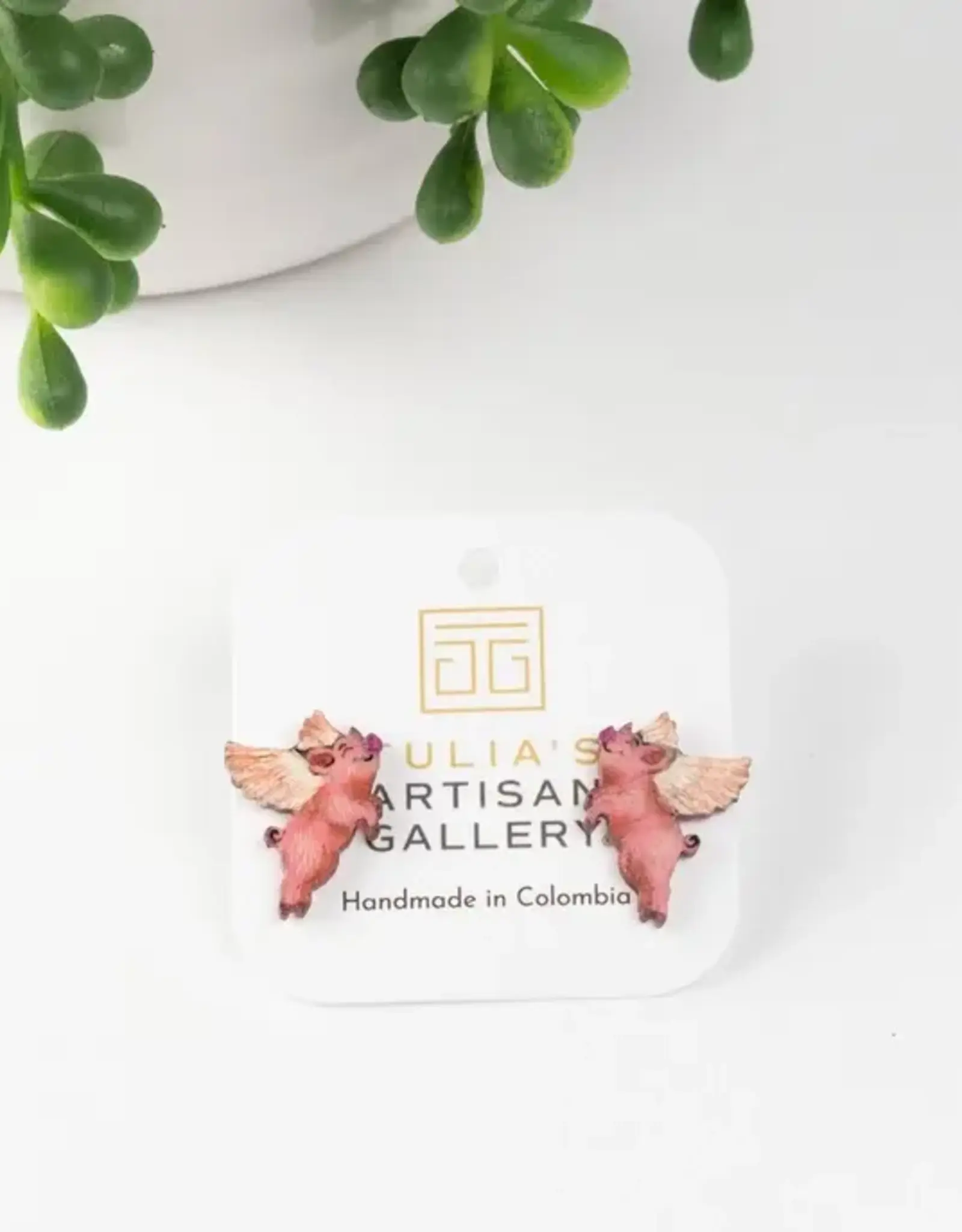 Tulia Artisans Flying Pig Earrings