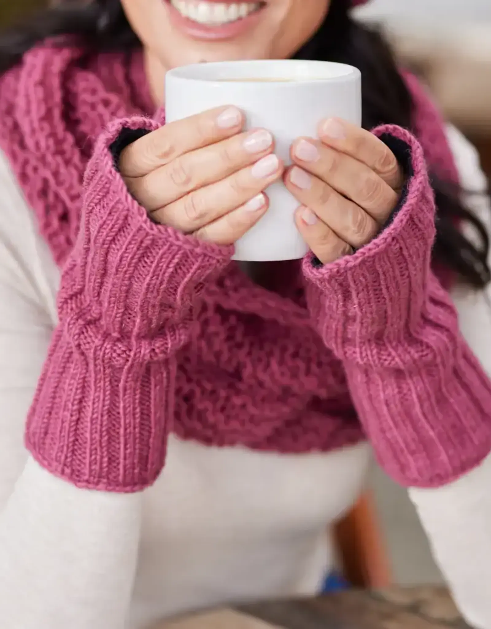 Feelgoodz Denali Drift Wool Knit Half Mittens - Pink