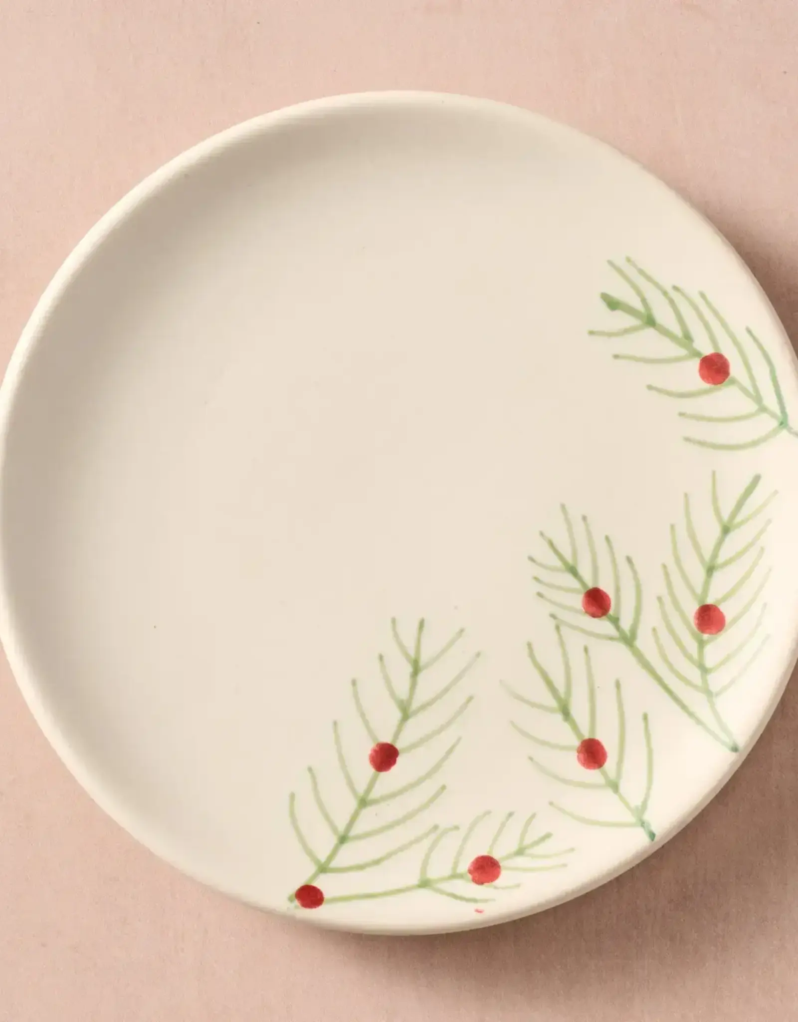 Serrv Sardee Holly Ceramic Appetizer Plate