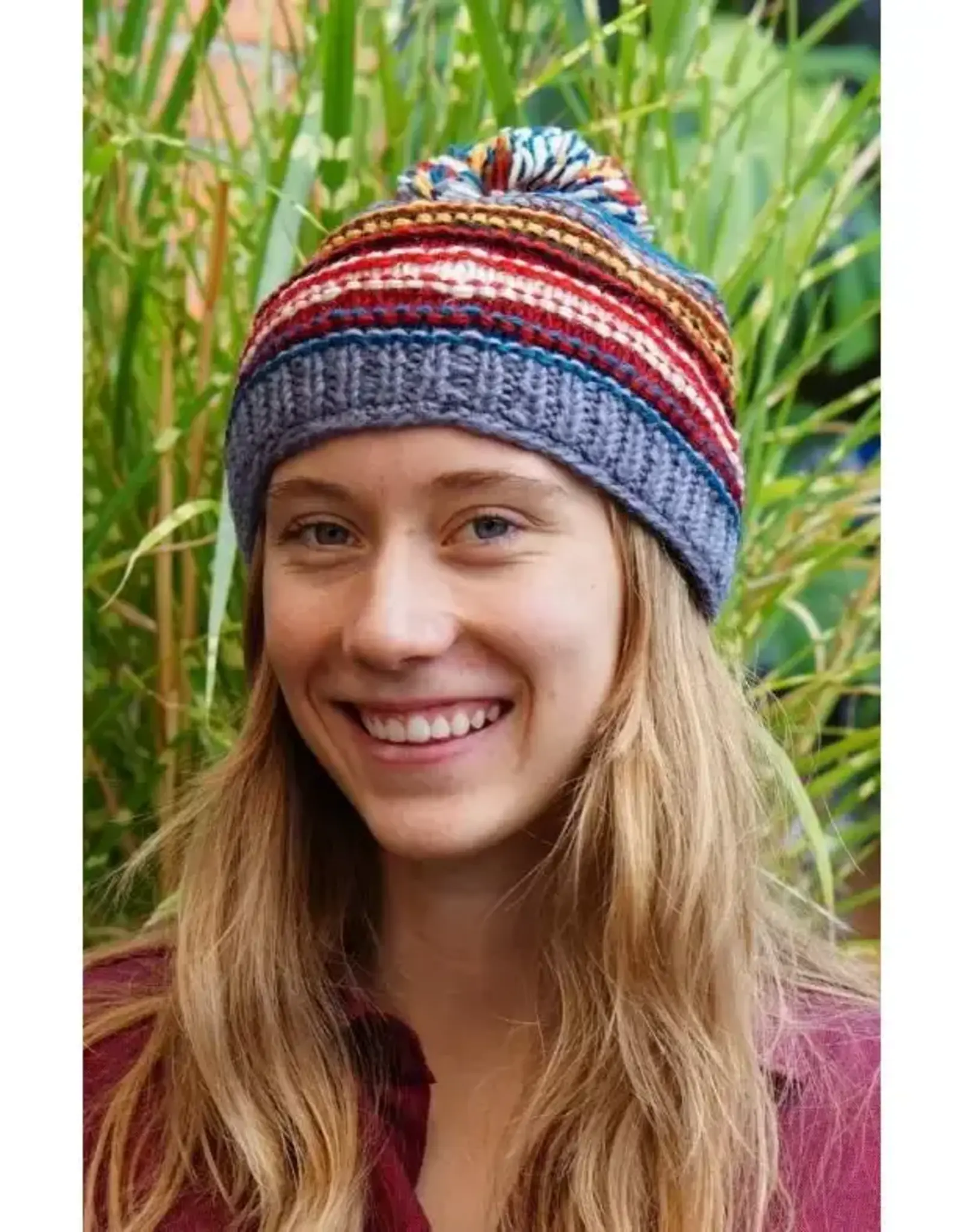Ganesh Himal Wool Knit Striped Hat